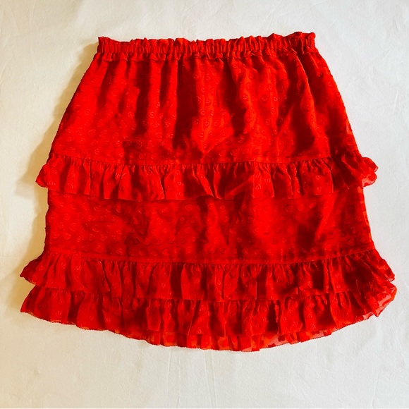 $295 NWT Samba Red-Orange Tory Burch Tiered Skirt - Picture 3 of 6